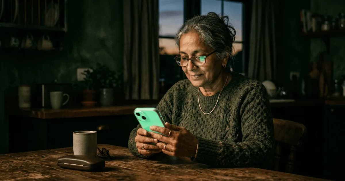 Patient reading an outreach message on a smartphone at home