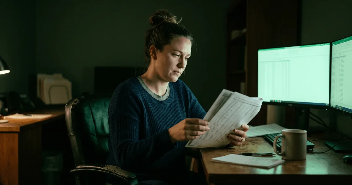 How to Reduce Claim Denials: A Practical Guide for Healthcare Operations Teams Healthcare billing specialist reviewing a printed denial report beside spreadsheet monitors